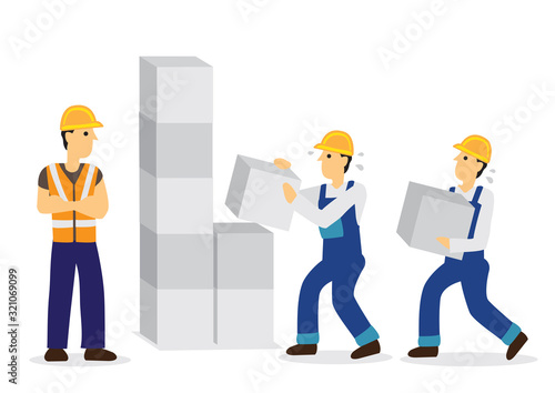 Construction workers working. Concept of working labour.
