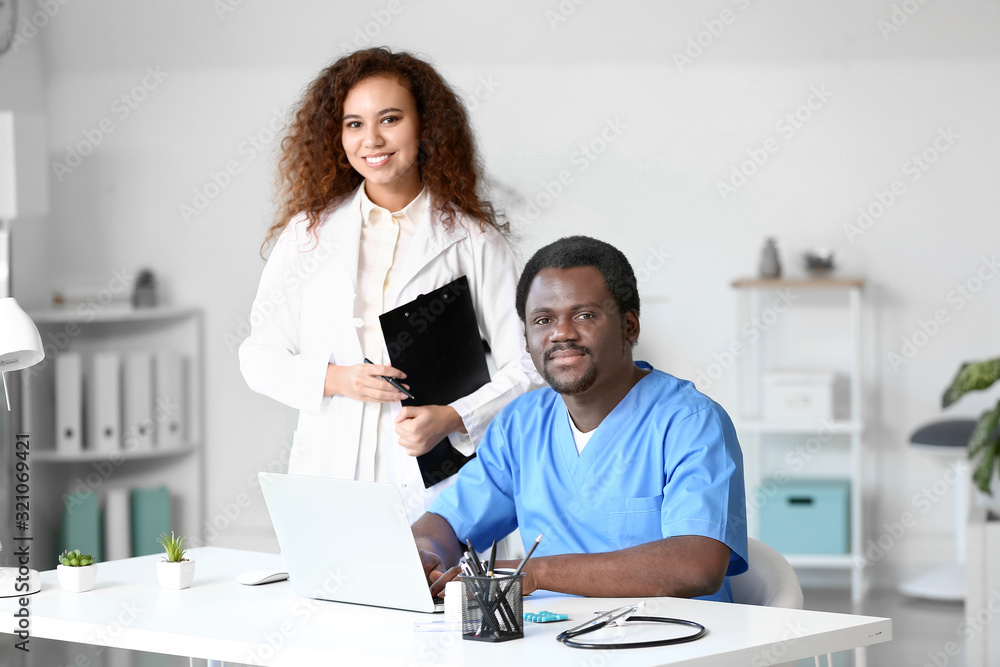 African-American doctors working in clinic African-American doctors working in clinic