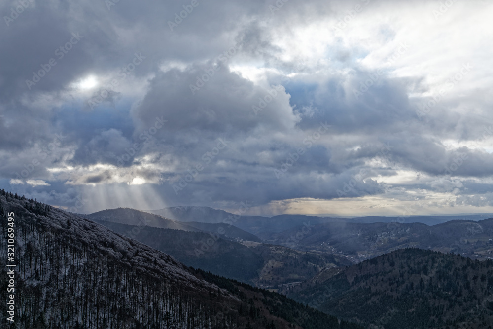 Puit de lumière sur la forêt des Vosges