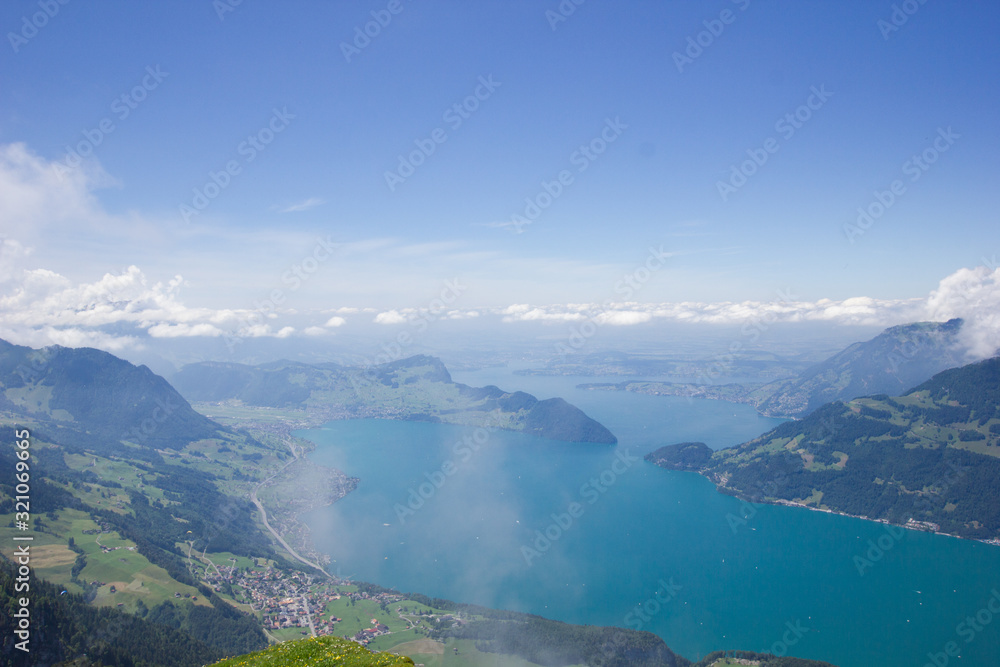 Lake lucerne in direction of lucerne, seen from the Niederbauen