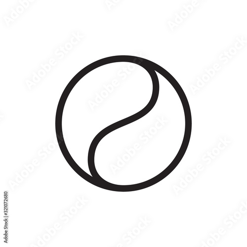 Circle with symmetrical drops inscribed in it. Linear round icon of harmony and balance. Black simple illustration. Contour isolated vector image on white background. Connection symbol of two things