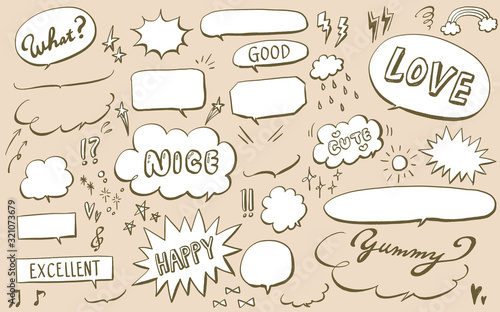 手描きペン風吹き出しセット（白）