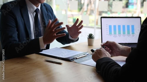 Job interviewer or manager is explaining about working in the company for new employees learning about the work system of the company and agreeing to work together.