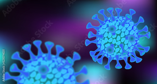 ウイルスイメージ青色背景