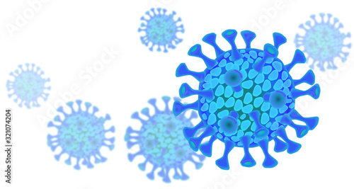 青色ウイルスイメージ白色背景
