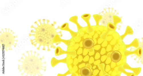 黄色ウイルスイメージ白色背景