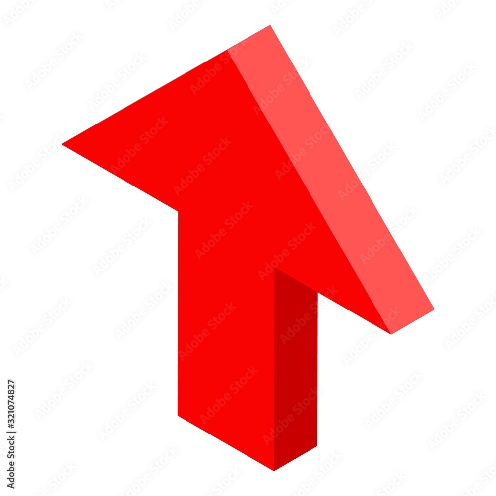 Red arrow up icon. Isometric of red arrow up vector icon for web design isolated on white background Red arrow up icon. Isometric of red arrow up vector icon for web design isolated on white background