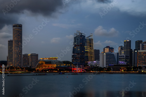 Photography July 13/2019 blue hour at Marina bay look from Bayfront South Private Jetty, Sin