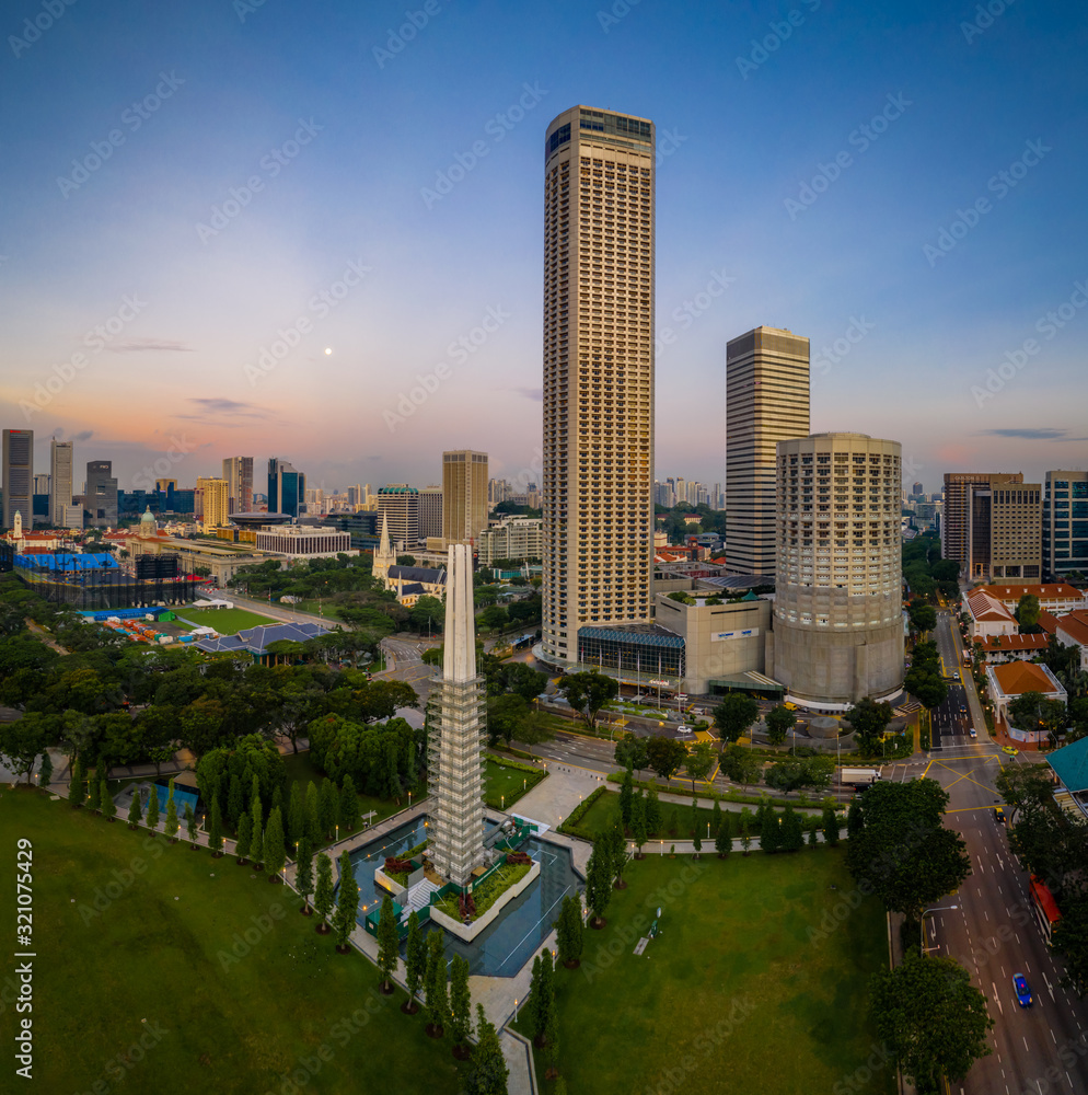 May 20/2019 Early morning at Raffles City Convention Centre look from War Memorial Park, Singapore