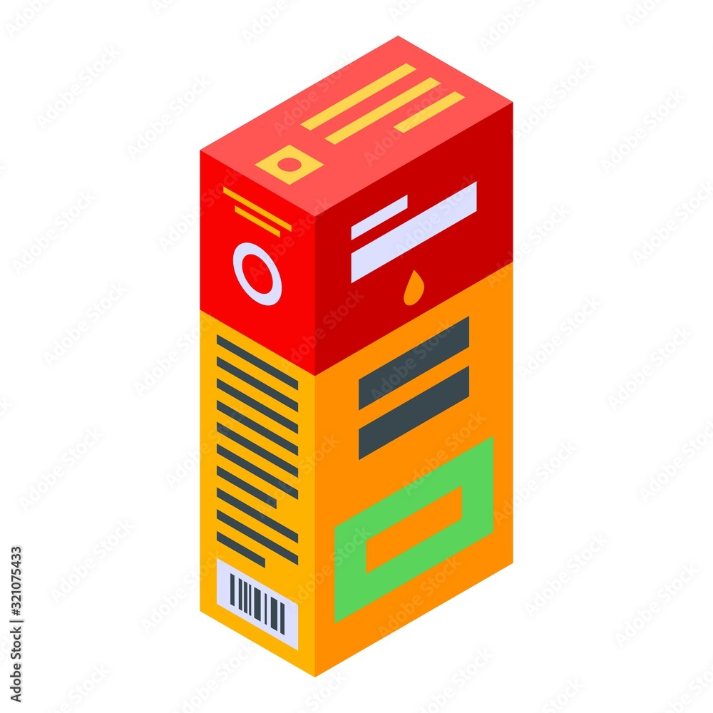 Syrup package icon. Isometric of syrup package vector icon for web design isolated on white background Syrup package icon. Isometric of syrup package vector icon for web design isolated on white background