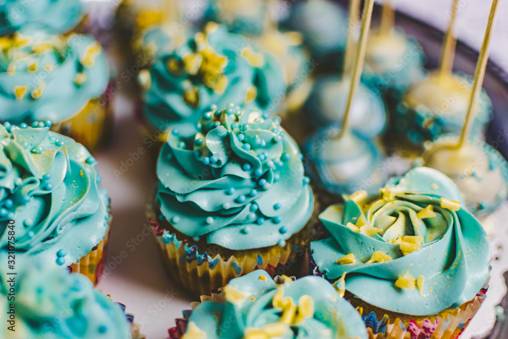 handmade turquoise blue cupcakes muffins