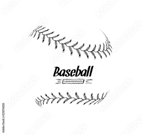 Photography Hand-drawn baseball ball isolated on white background.