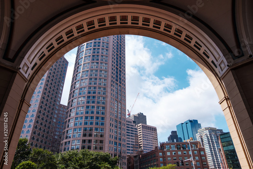 Buildings at the port and harbor of Boston