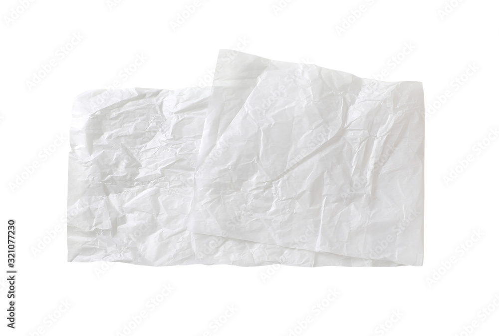 Crumpled white waxed packing paper