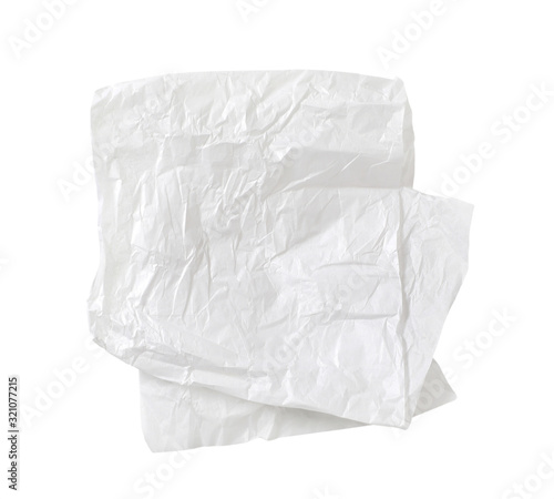 Crumpled white waxed packing paper