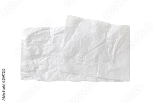 Crumpled white waxed packing paper