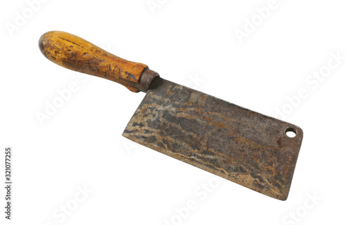 Cuadro en lienzo Old wood-handled meat cleaver