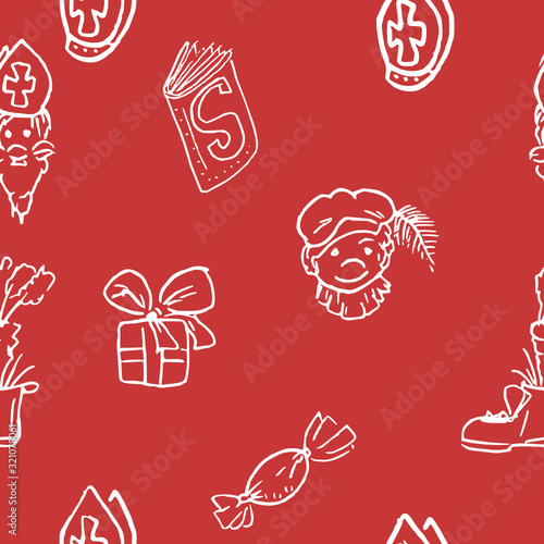 Red and white Saint Nicolas pattern - tileable texture for wrapping paper