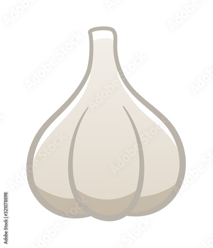 Cartoon style isolated garlic on white background