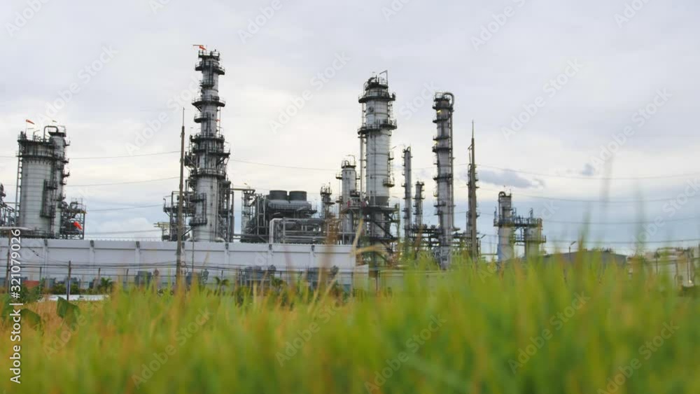 Petroleum and refinery industrial plant. panning video Petroleum and refinery industrial plant. panning video