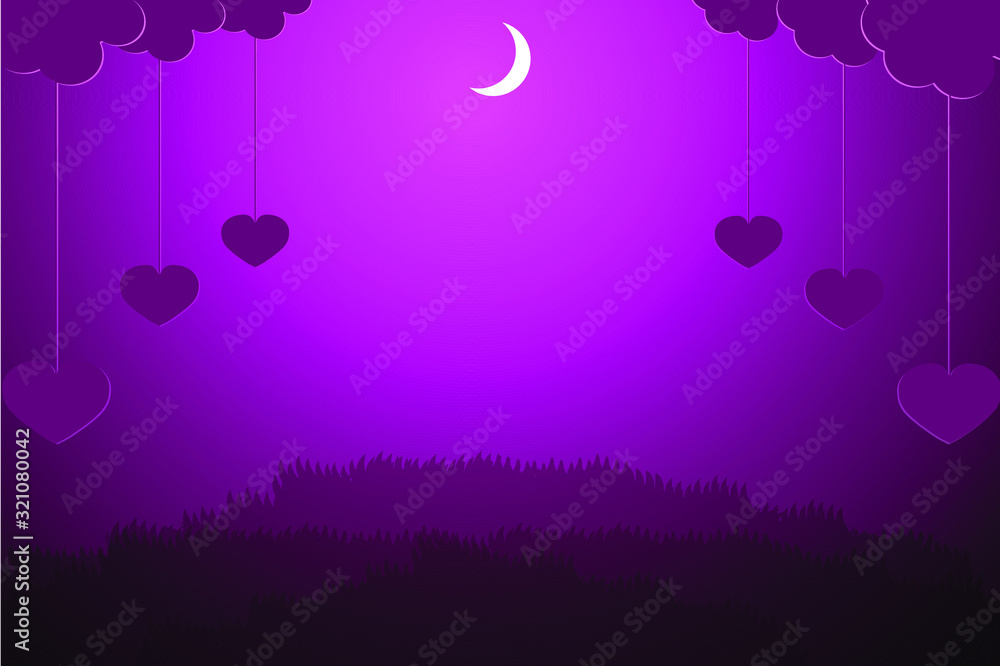 Light of the moon with pink in love scene suitable for honeymoon poster and advertising concept valentine's day style on website background., Vector EPS.10