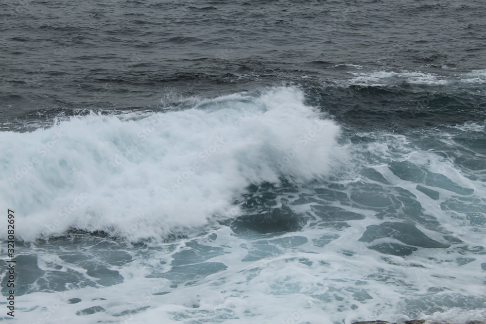 CCliffs, waves and fog in Atlantic Ocean near A coruna. CCliffs, waves and fog in Atlantic Ocean near A coruna.
