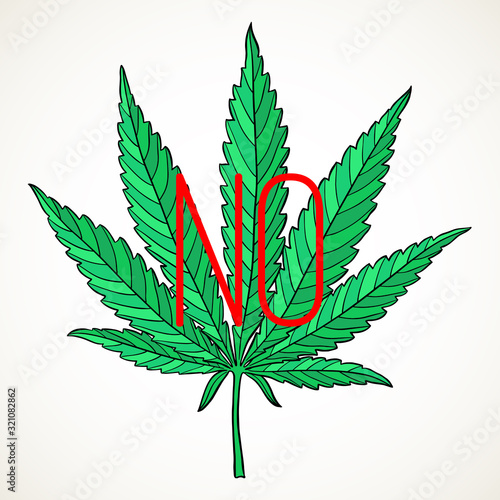 Hand drawn no marijuana leaf sign