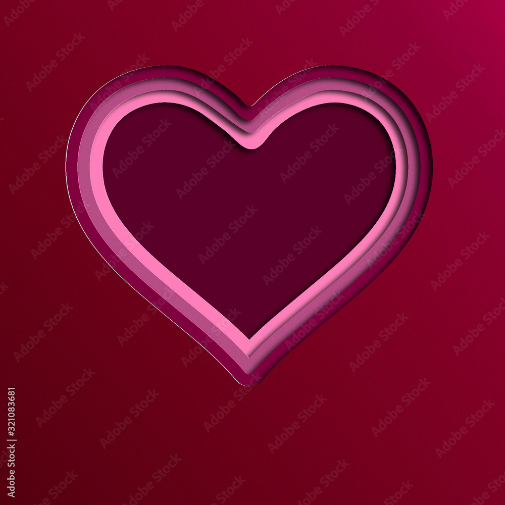 Heart Paper Art in Red Tonalities - Vector Art Illustration