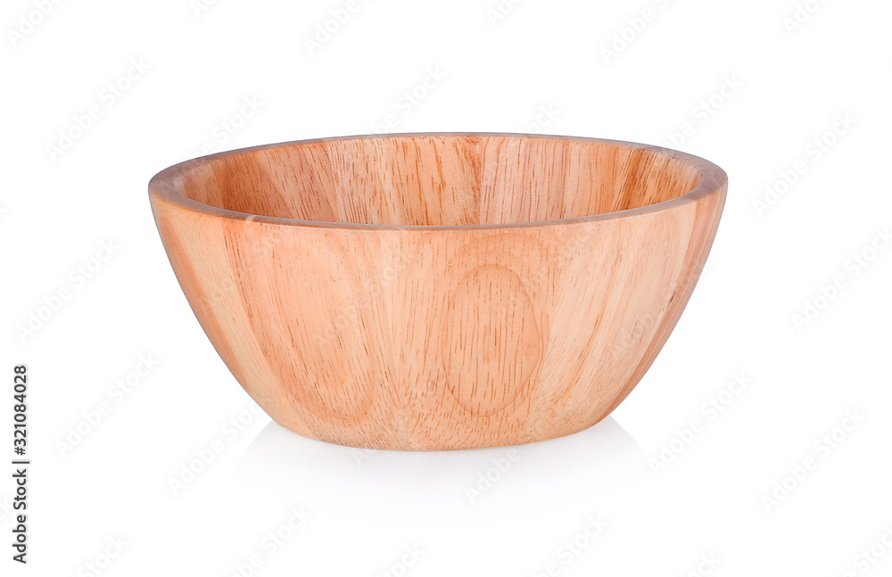 Wooden bowl isolated on white background Wooden bowl isolated on white background