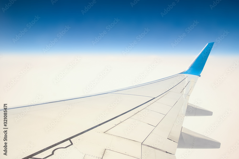 Fototapeta premium earth and clouds with an airplane on nature in the sky background