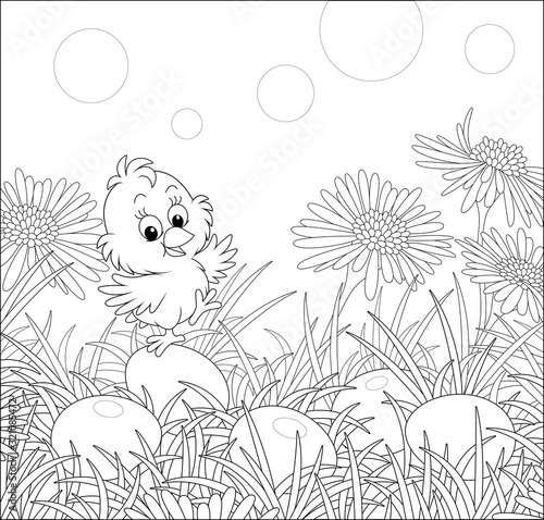 Little cheerful chick among...