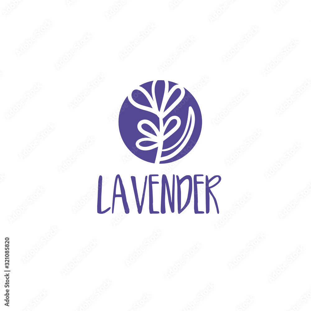 Template logo design of beautiful abstract lavender flower. Vector illustration