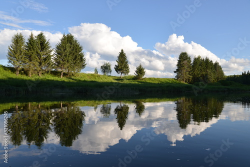 landscape with lake and clouds