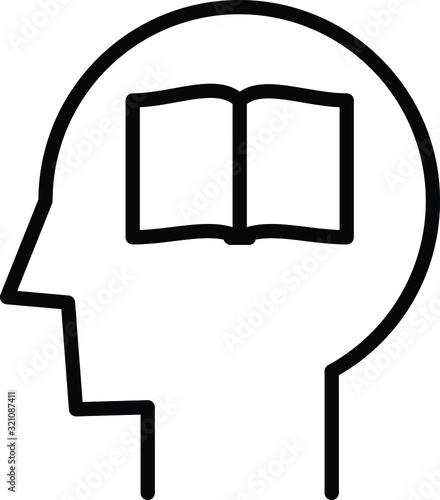 Tabula rasa icon, blank book in head icon, vector illustration