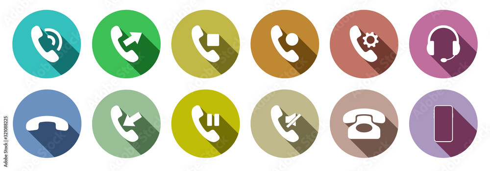 Set of standard telephone symbols colorful Set of standard telephone symbols colorful