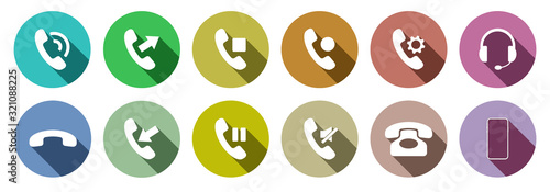 Set of standard telephone symbols colorful