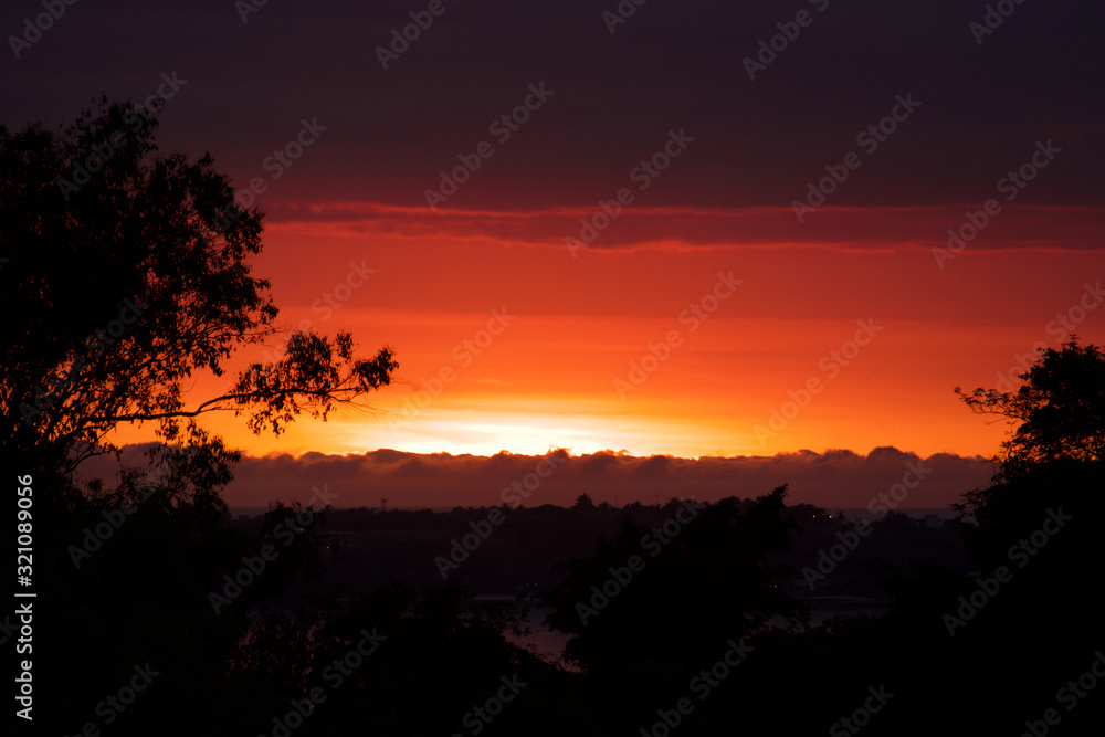 Colorful sunrise in Anchieta, State of Espirito Santo, Brazil