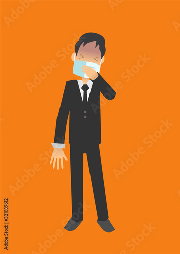 The illustrate of Business man wearing medical masks