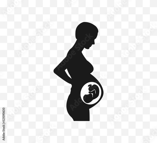 Woman Pregnant, silhouette icon. Vector illustration. Flat.