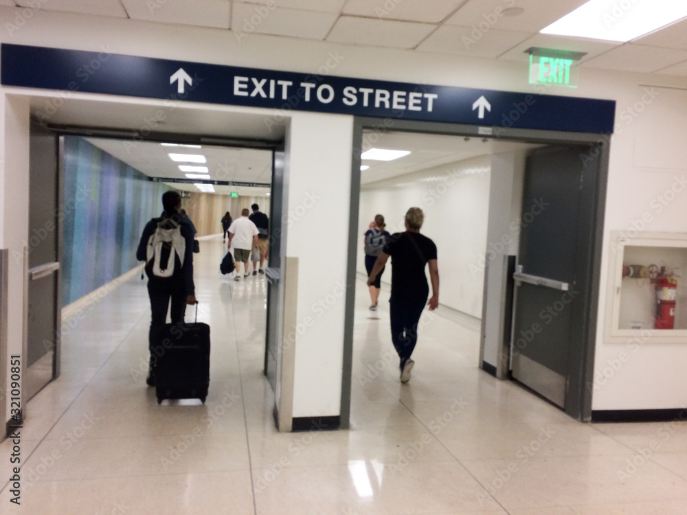 Airport exit to street doors