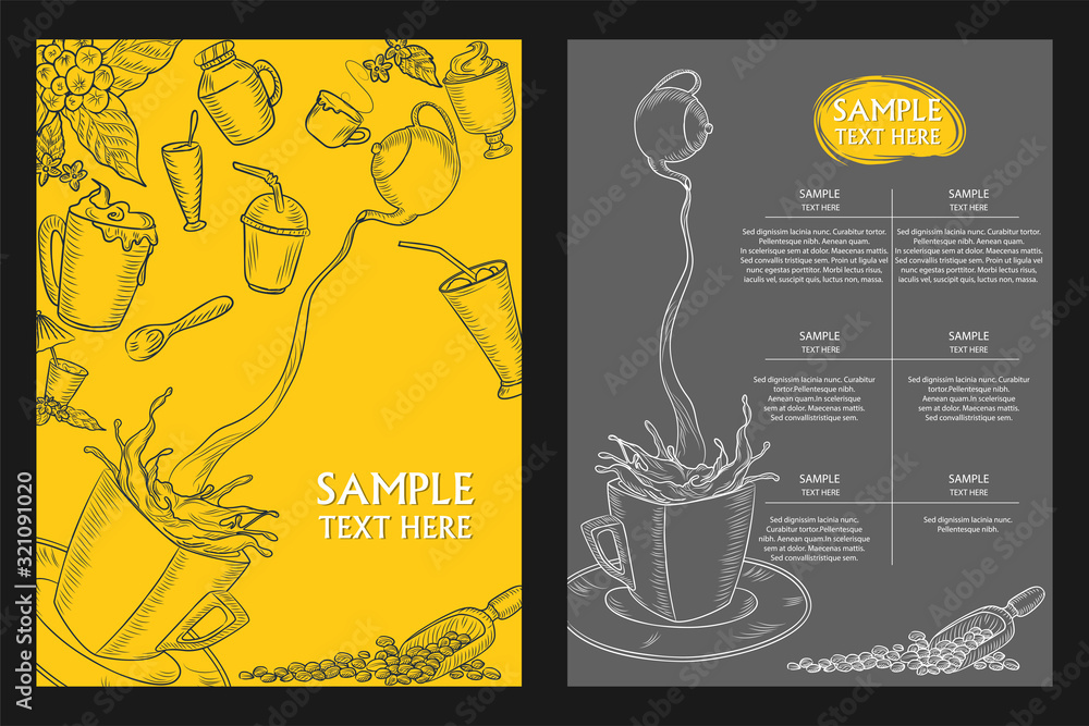 illustration of template of different types of Coffee for menu background design of Hotel or restaurant