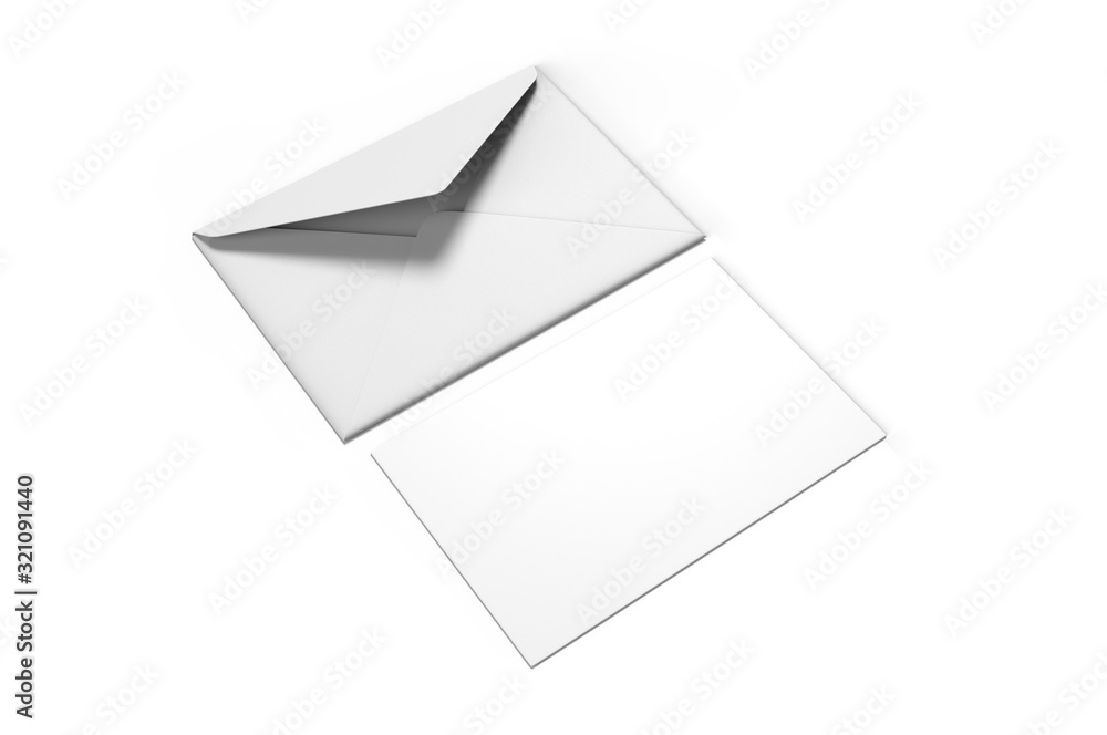 Blank postcard, flyer and pamphlet with envelope for mock up, 3d render illustration. Blank postcard, flyer and pamphlet with envelope for mock up, 3d render illustration.