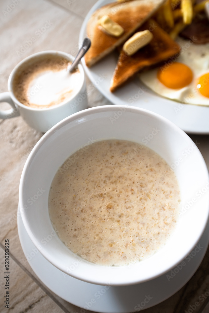 Oatmeal and Scrambled Eggs with Breakfast Toast Oatmeal and Scrambled Eggs with Breakfast Toast