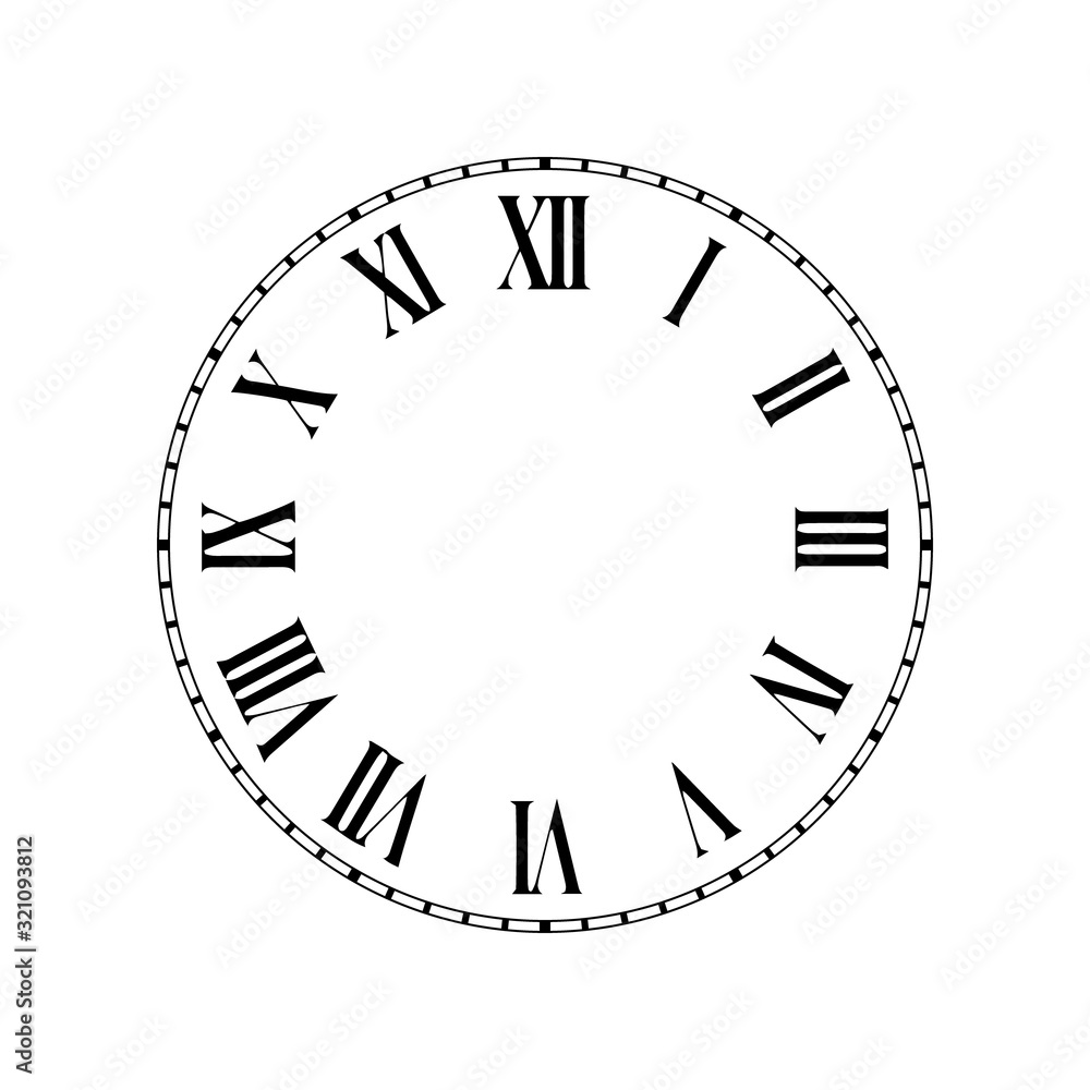 Clock face with roman numerals Clock face with roman numerals