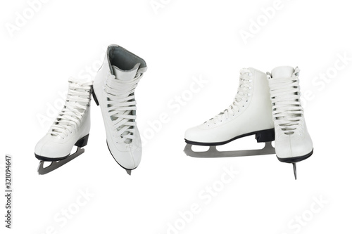 Set of figure skates isolated on a white background without shadow