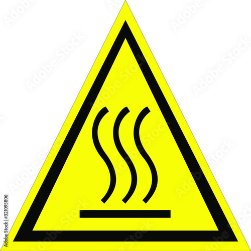 Caution hot surface. Warning signs. Vector illustration.