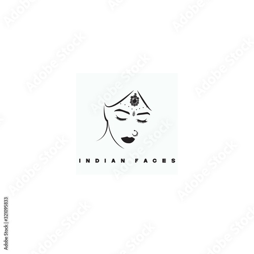  Illustration depicting a woman's face with Indian ornaments