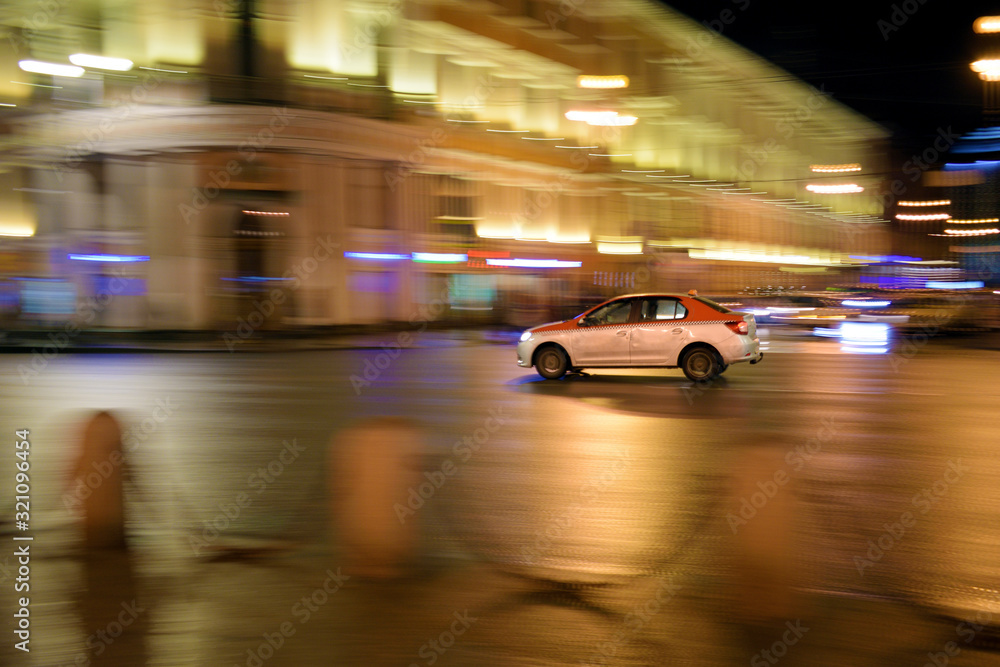 High-speed car driving.