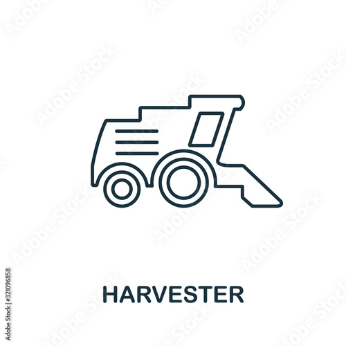 Harvester icon. Thin line style element from farm icons collection. Outline Harvester icon for computer and mobile