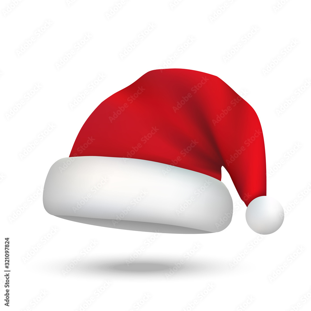 Realistic Christmas Santa Claus hat isolated Realistic Christmas Santa Claus hat isolated